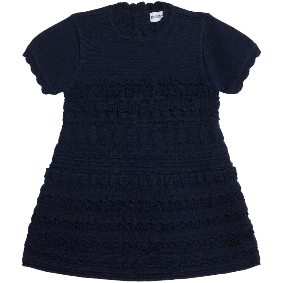 Emporio Armani Kids Virgin Wool-Blend Ruffle Knitted Dress (6-36 Months)
