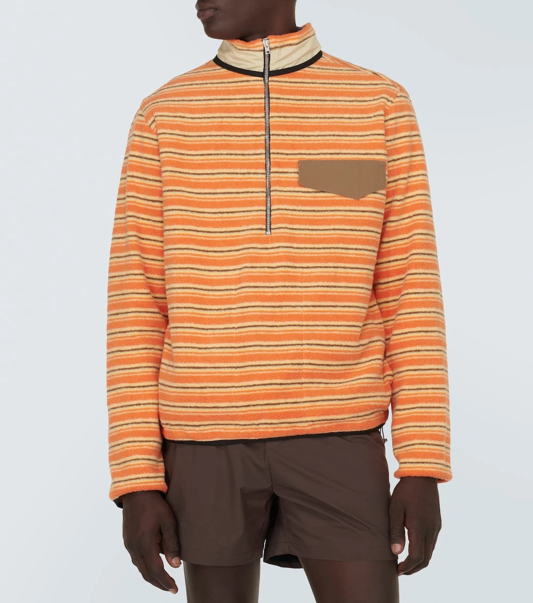 Ranra - Kragi striped cotton half-zip sweater