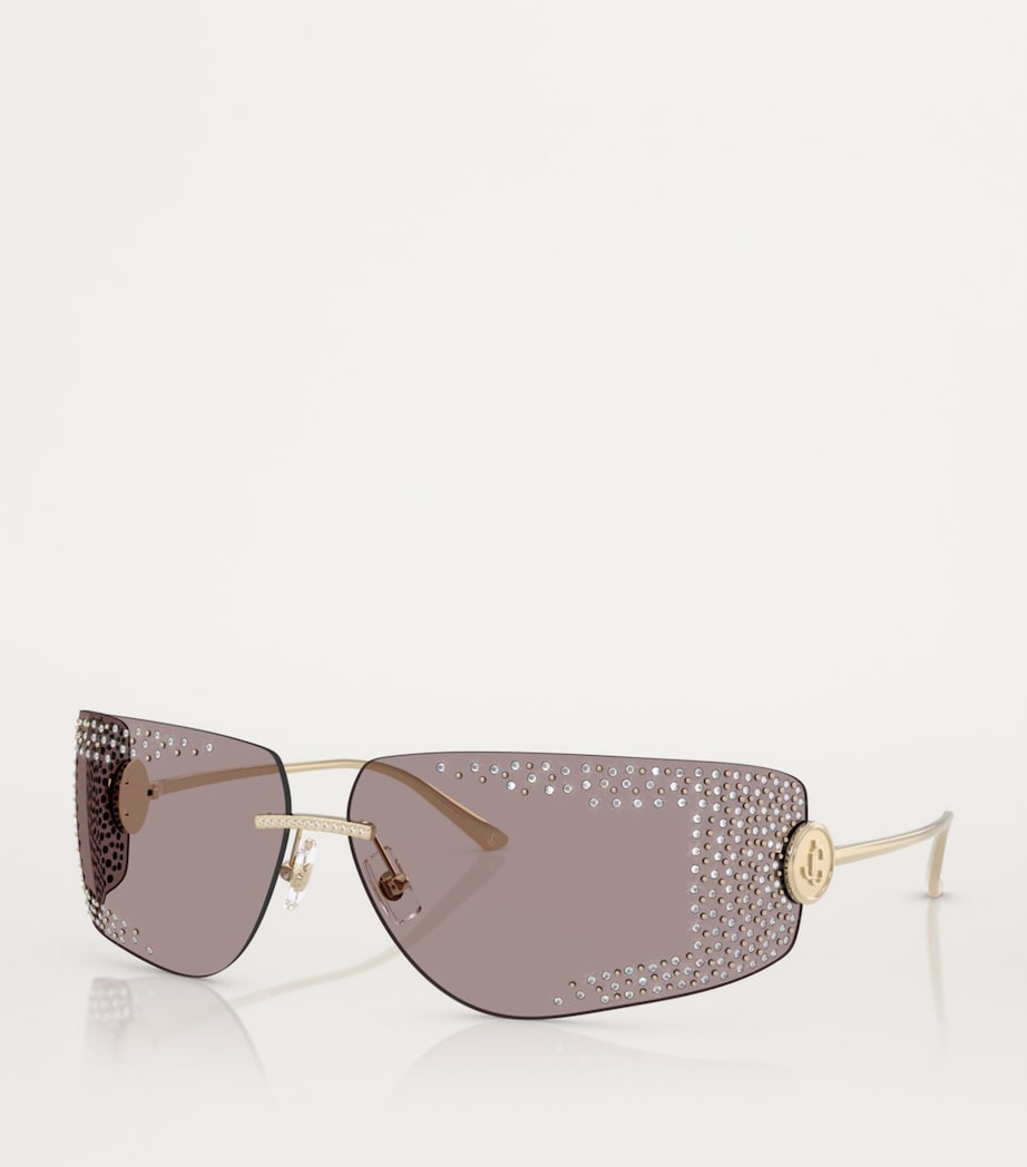 Jimmy Choo Gold Embellished Wire-Frame Sunglasses