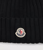 Moncler Black Virgin Wool Pom-Pom Beanie