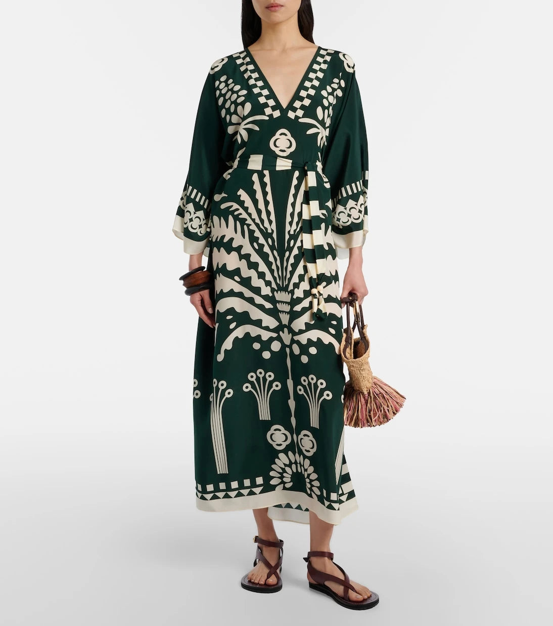 Eres - Belted printed silk kaftan