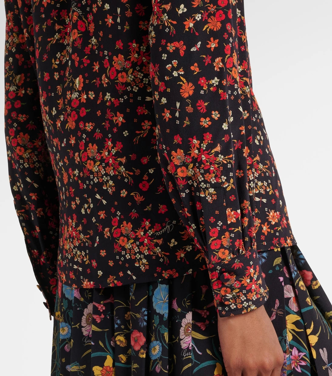Gucci - Bow-detail floral silk blouse