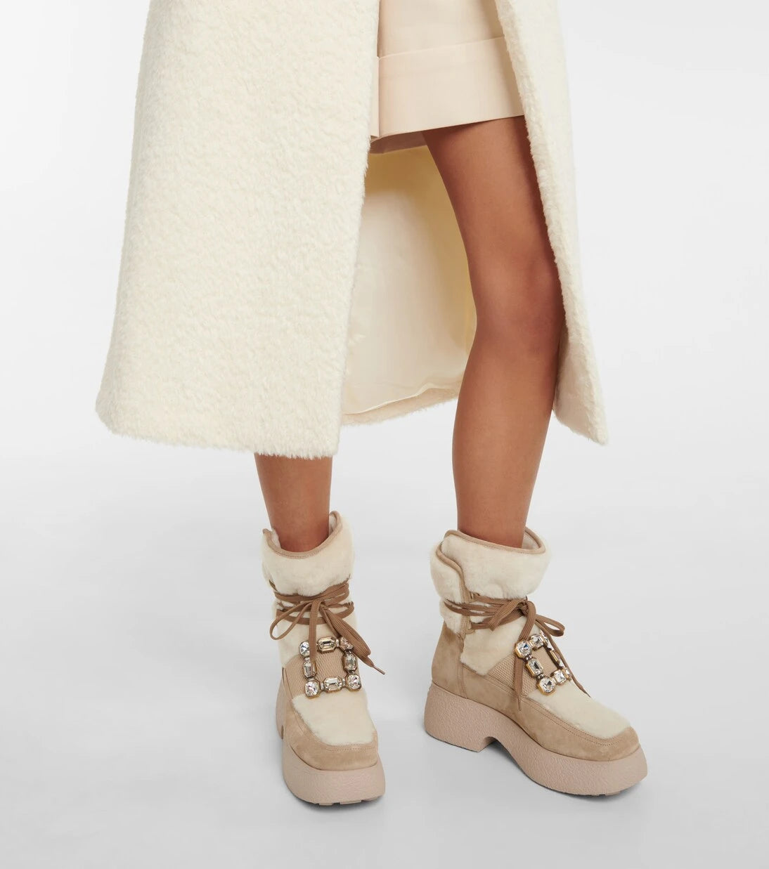 Roger Vivier - Viv' Rangers shearling-trimmed suede ankle boots