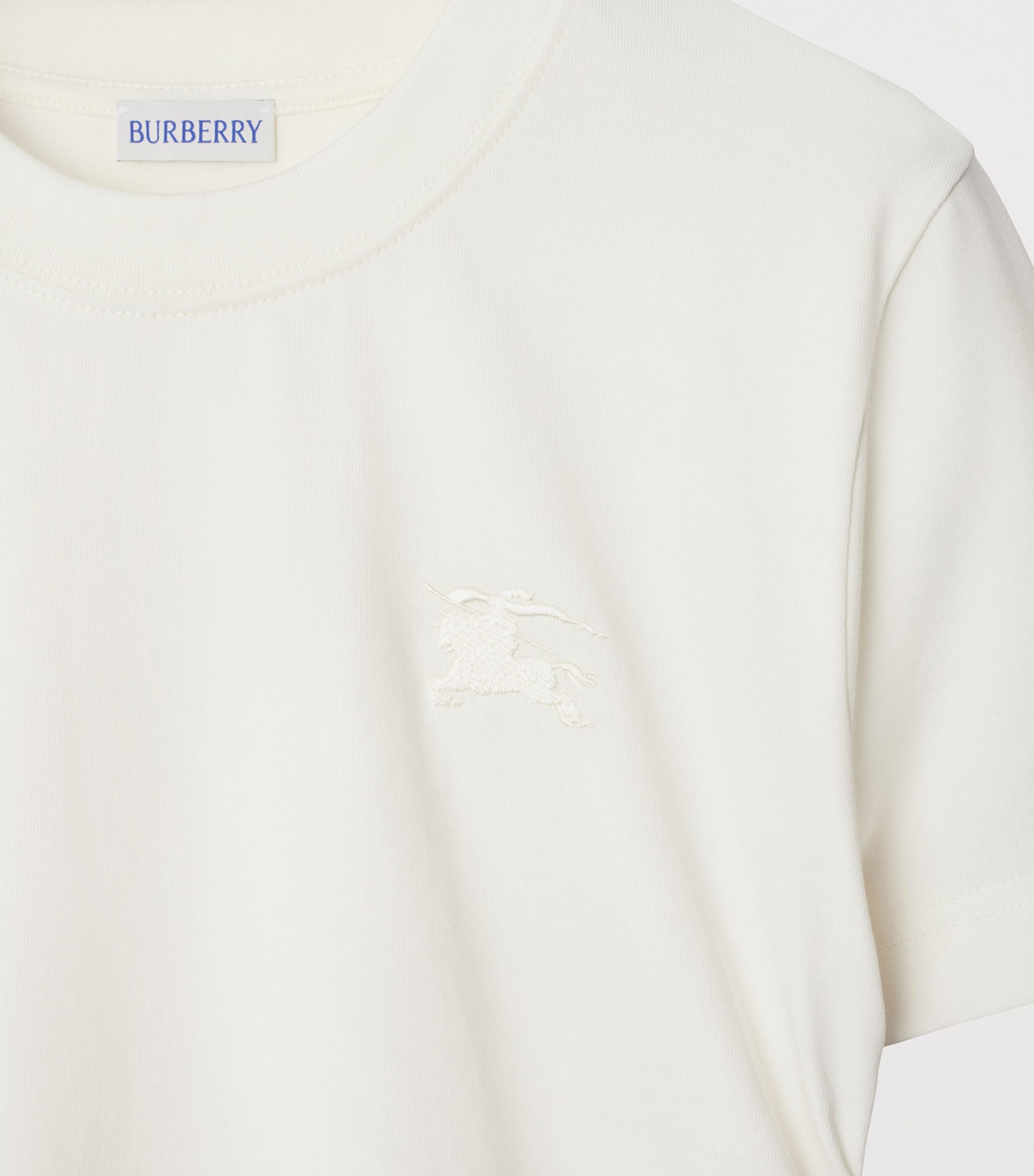 Burberry White Cotton Gathered EKD T-Shirt