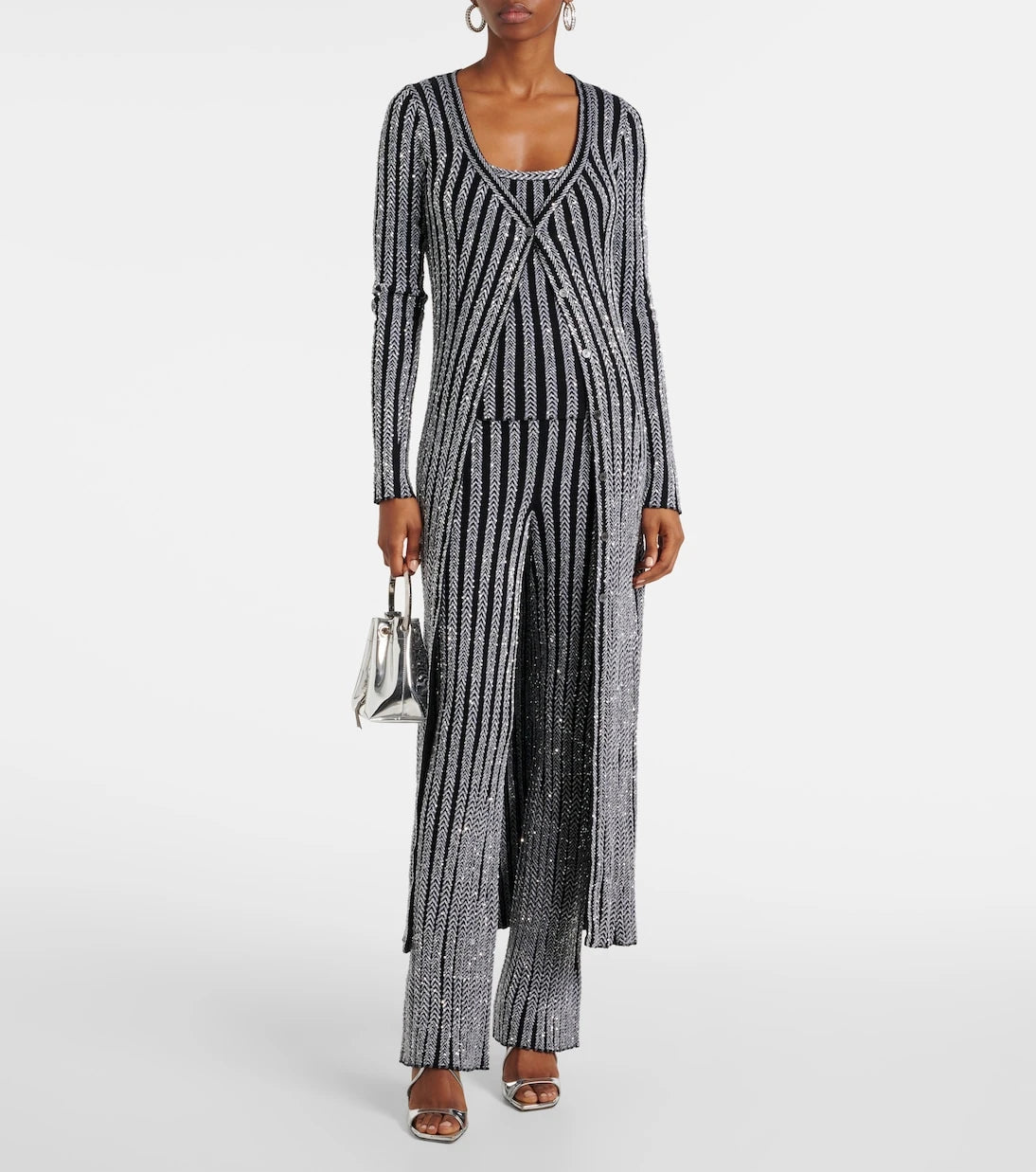 Missoni - بنطلون شيفون لاميه واسع من الأسفل