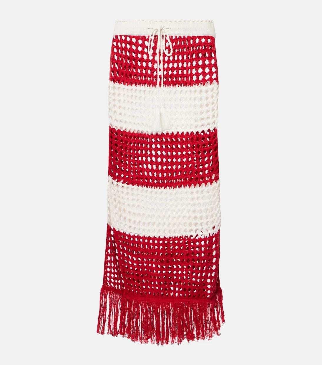 Farm Rio - Striped crochet cotton maxi skirt