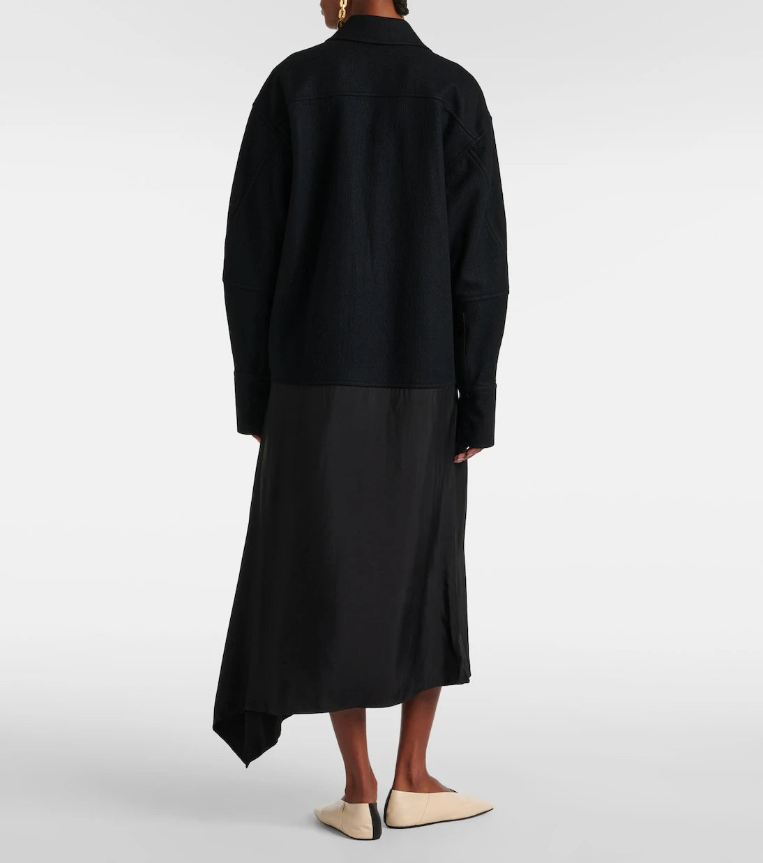 Jil Sander - فستان قميصي غير متماثل مزين بالصوف