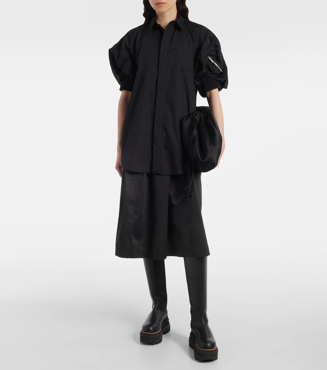 Sacai - Poplin and technical twill shirt dress