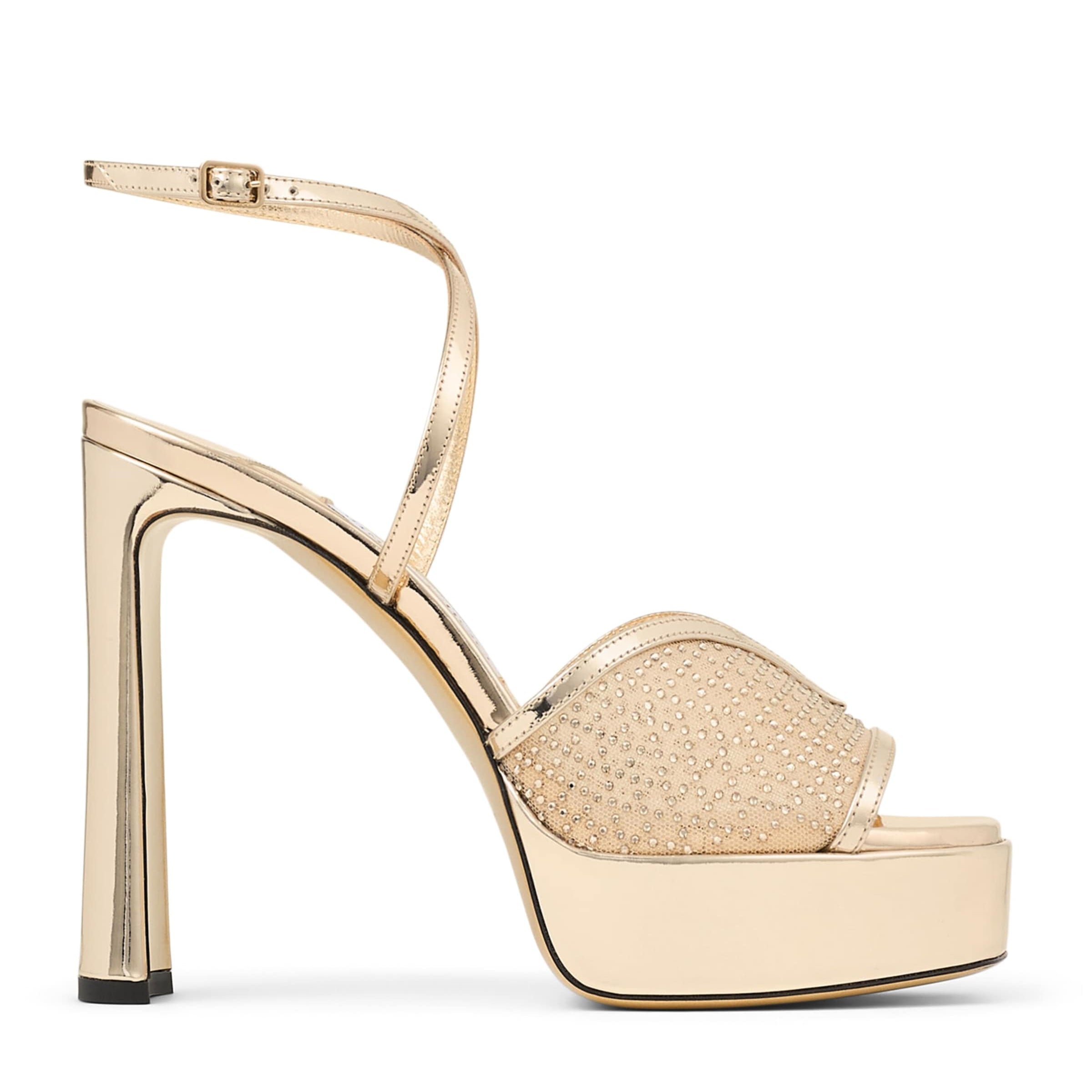 Jimmy Choo Gold Karli 125 Embellished Platform Sandals