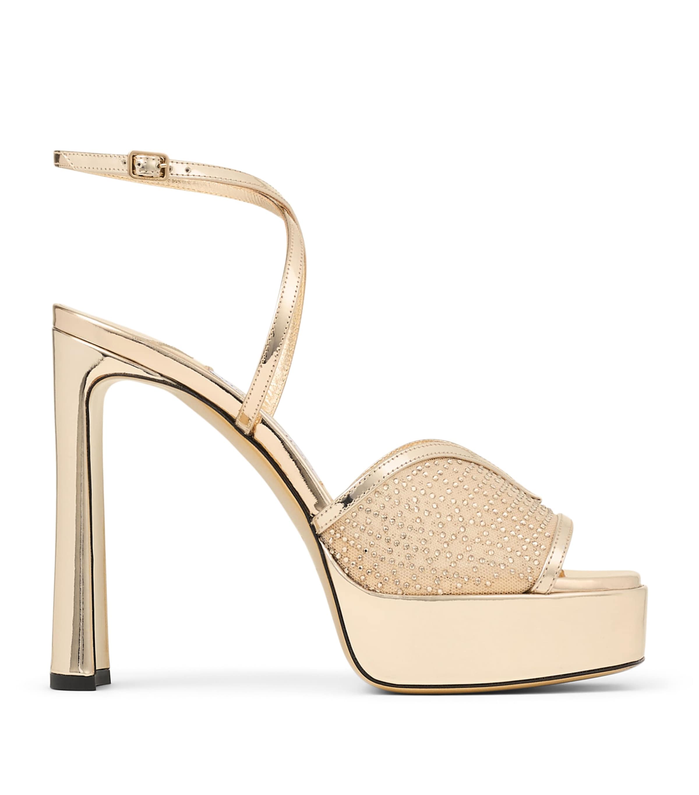 Gold Karli 125 Embellished Platform Sandals