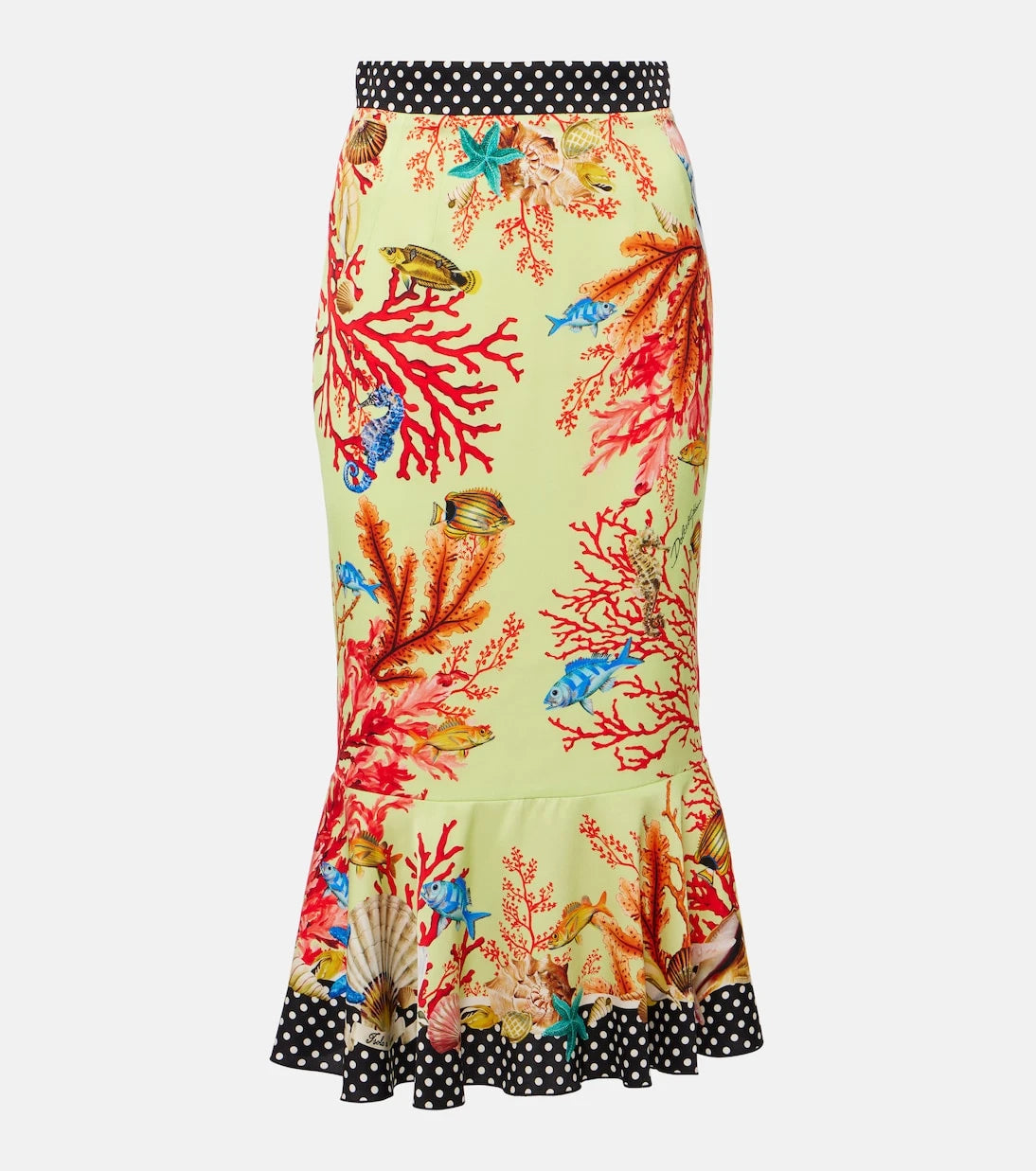 Dolce&Gabbana - تنورة متوسطة الطول من مزيج الحرير بطبعة كابري
