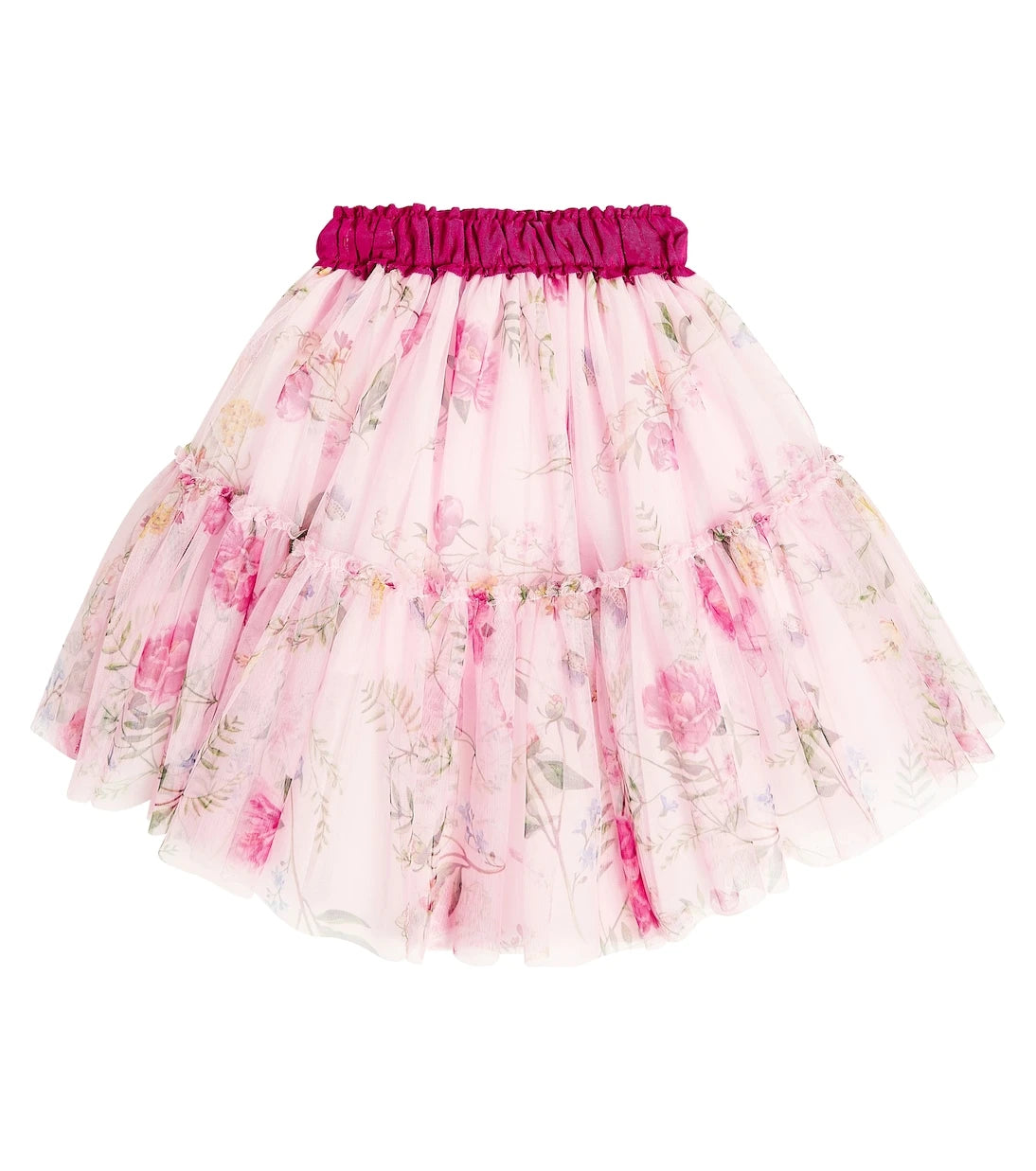 Monnalisa - Gathered floral tulle skirt