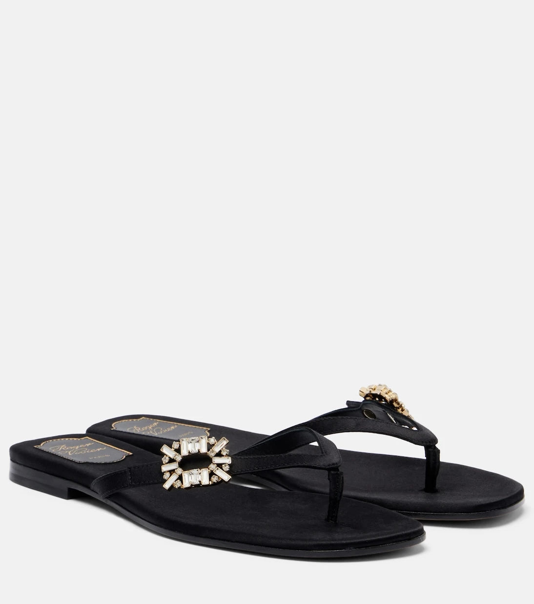 Roger Vivier - Embellished satin thong sandals