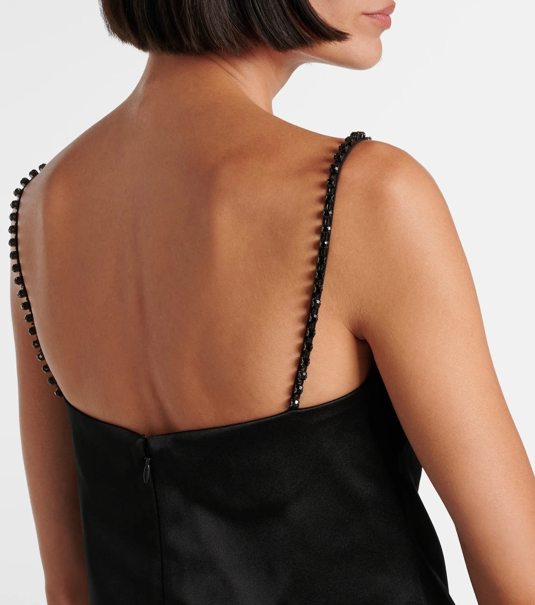 Self-Portrait - Crystal-embellished satin minidress