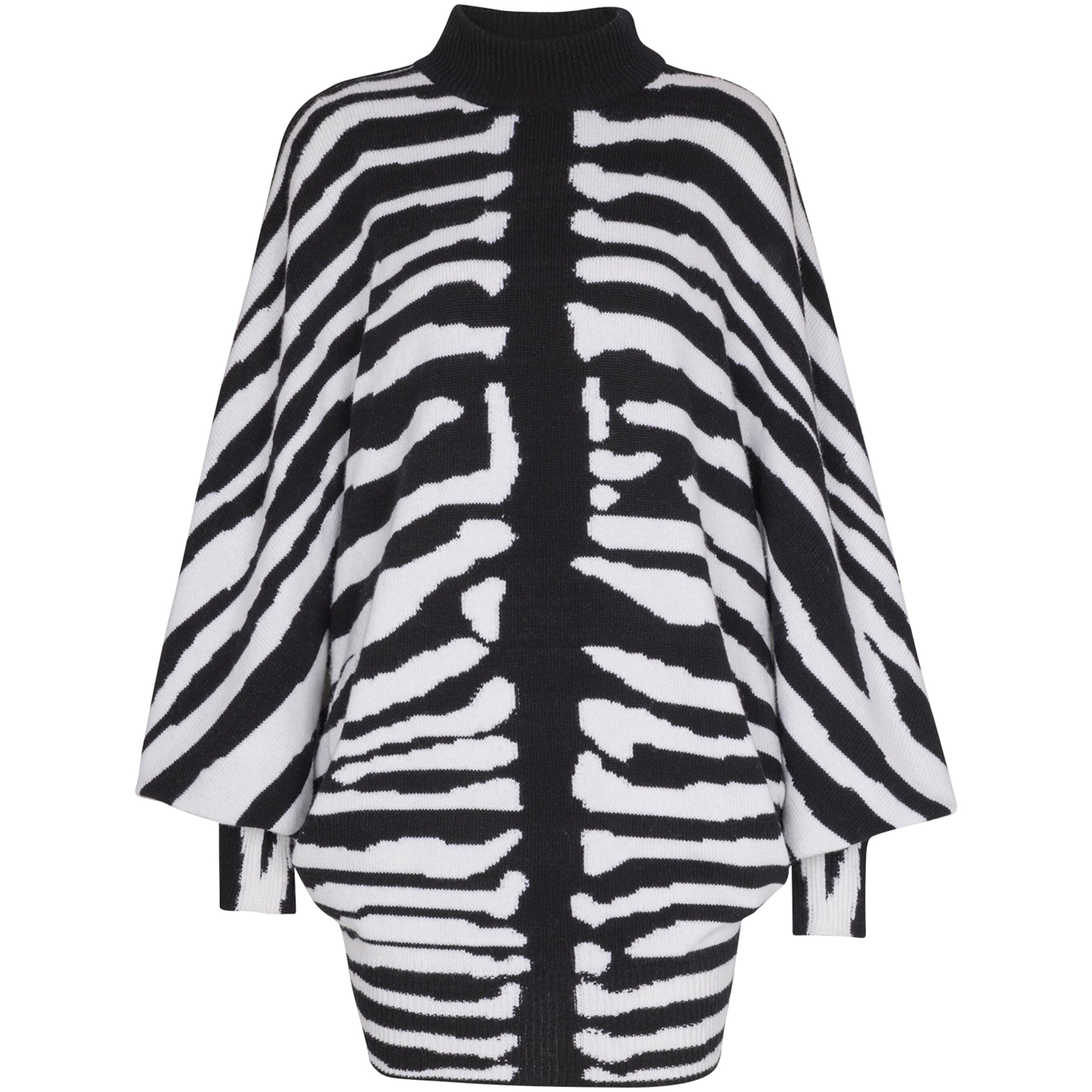 Wool-Cashmere Intarsia Mini Dress EAB NOIR/BLANC