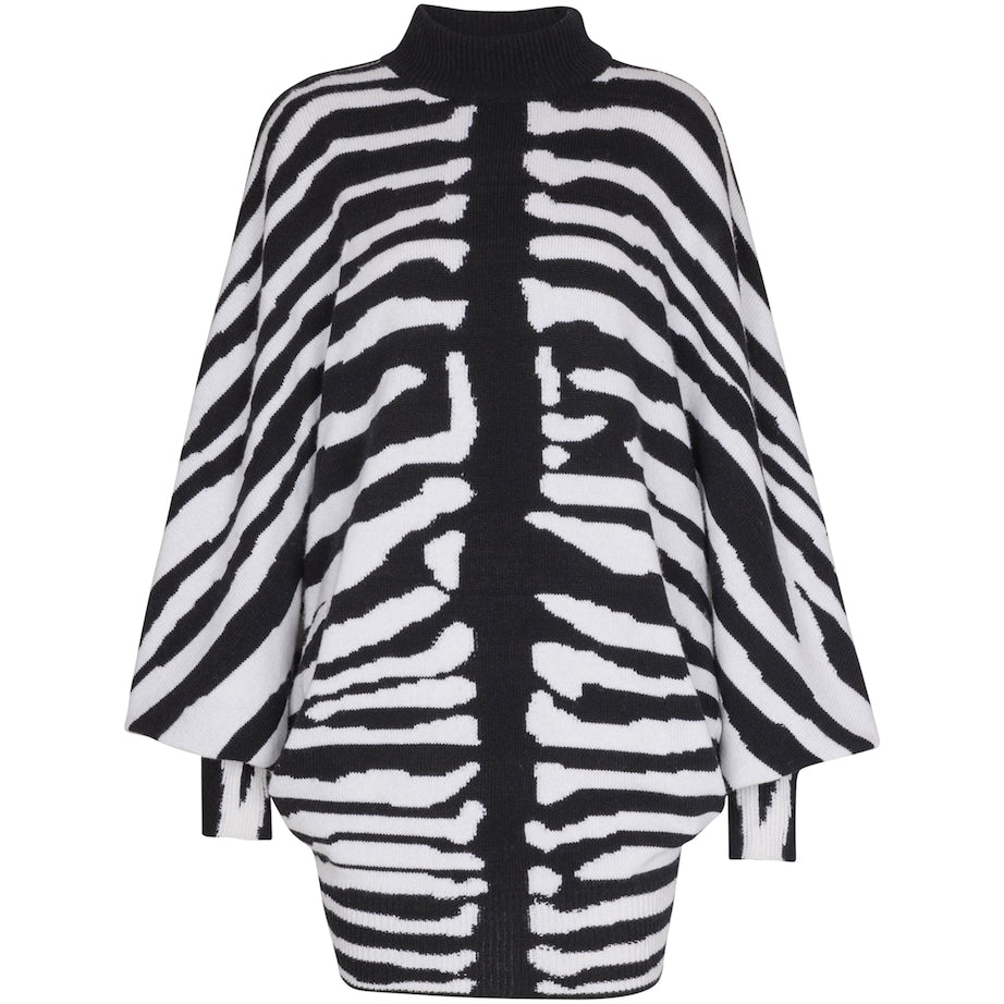 Balmain Black Wool-Cashmere Intarsia Mini Dress