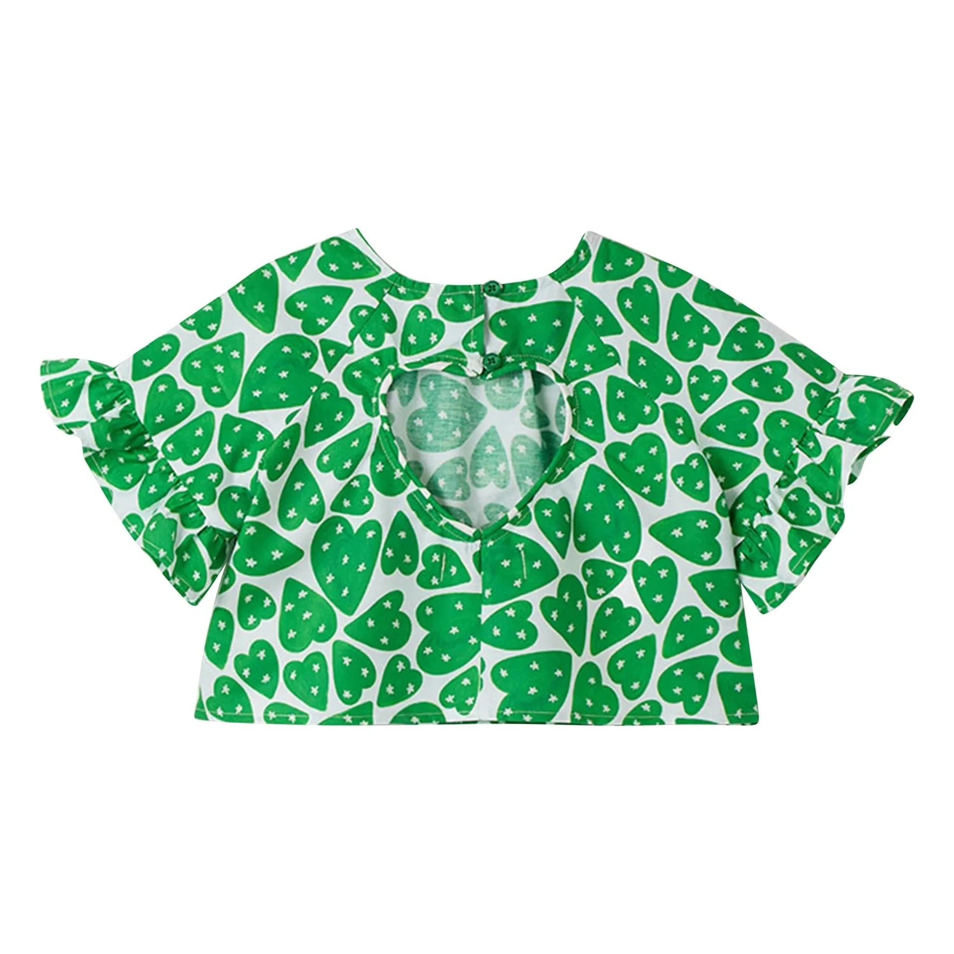 Fabula - Blouse Crop Cœurs | Green