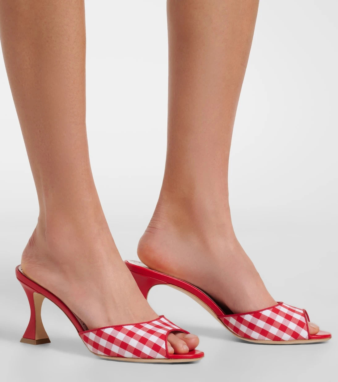 Manolo Blahnik - Jadara leather-trimmed gingham mules