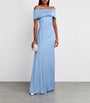 Blue Charmeuse Off-The-Shoulder Philomena Gown