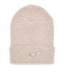 Agnona Beige Cashmere Logo-Plaque Beanie