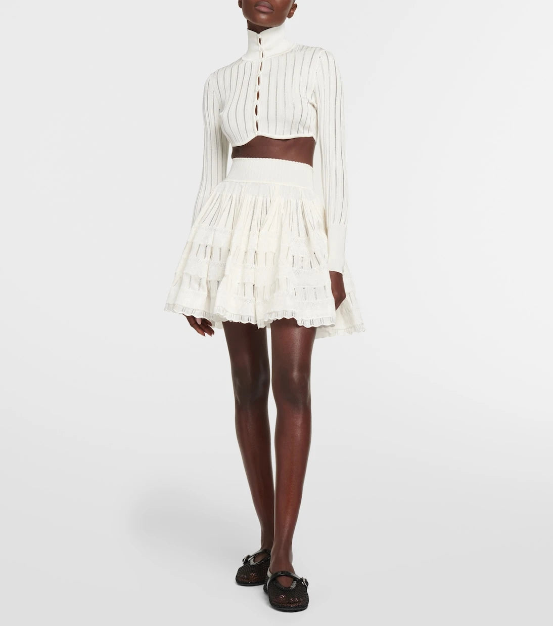 Alaïa - Ribbed-knit cropped cardigan