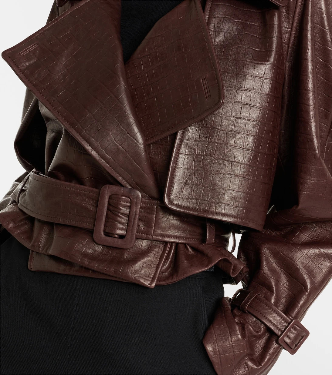 Nour Hammour - Hatti croc-effect leather jacket