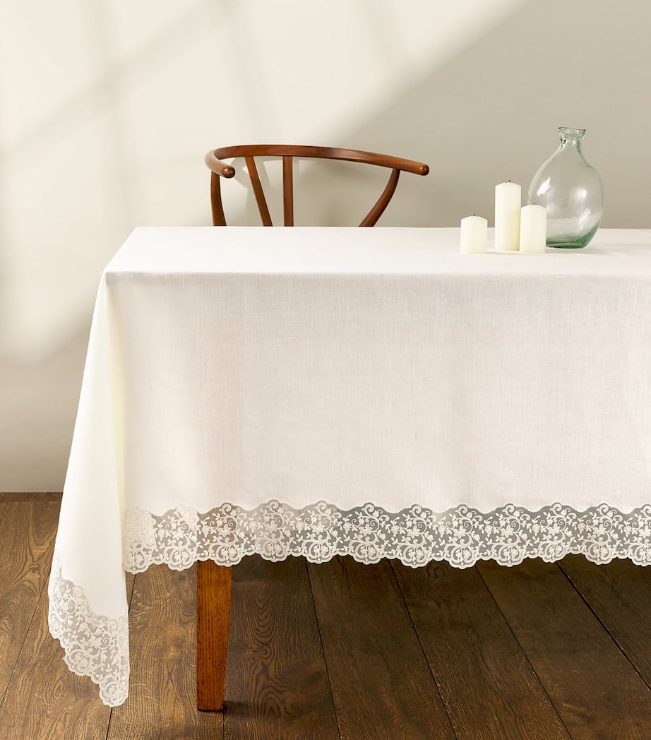 Linen Lace-Trim Elite Tablecloth (170cm x 270cm)