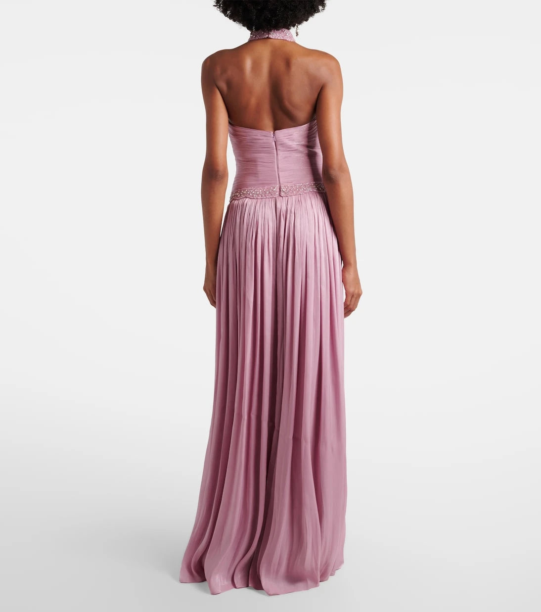Costarellos - Juliette halterneck georgette lamé gown