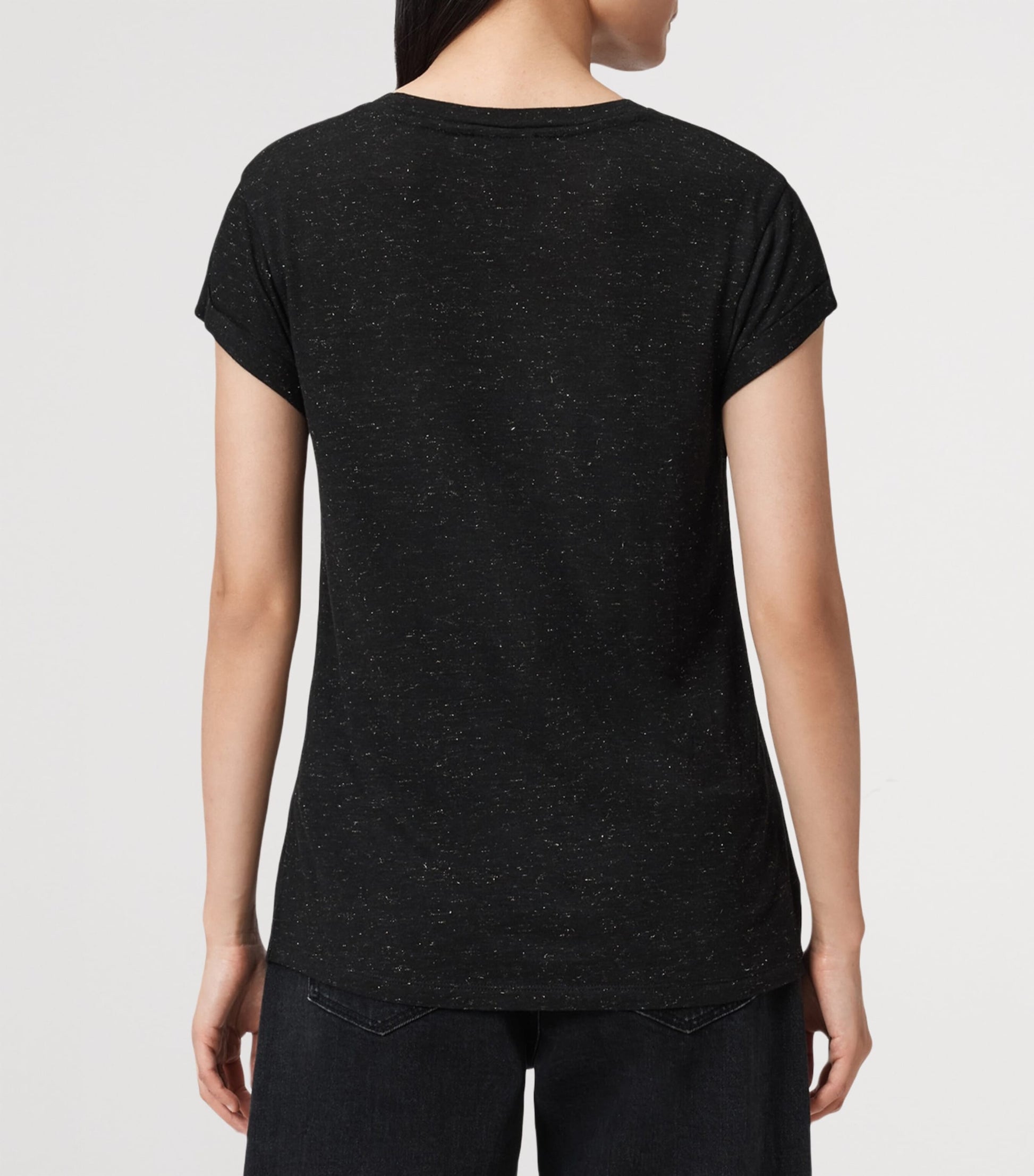 AllSaints Black Anna Shimmer T-Shirt