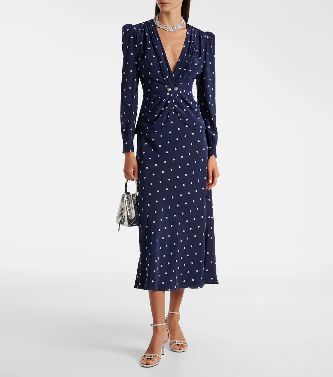 Alessandra Rich - Polka-dot silk midi dress