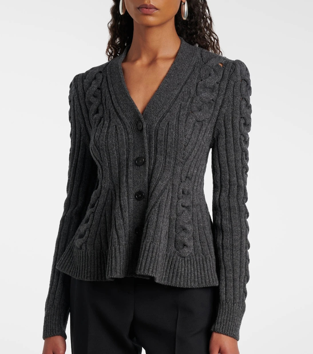 McQueen - Cable-knit wool and cashmere cardigan