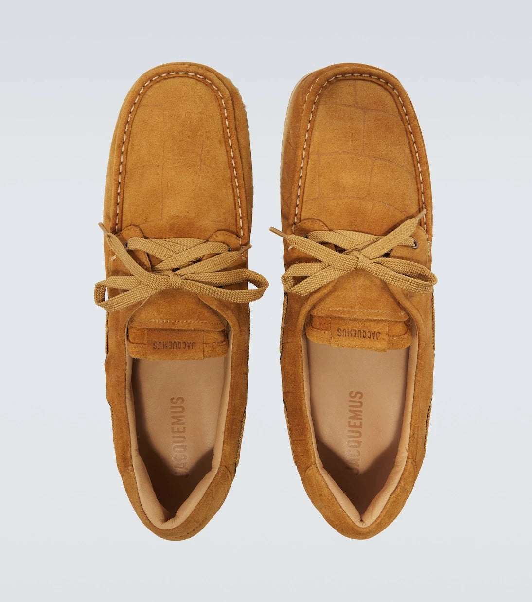 Jacquemus - Batto croc-effect suede boat shoes