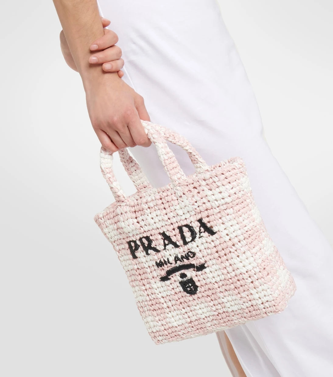 Prada - Logo raffia-effect shopper