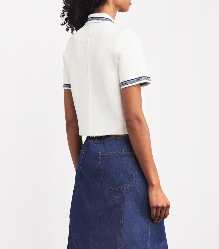 White Cotton-Blend Bouclé Shirt