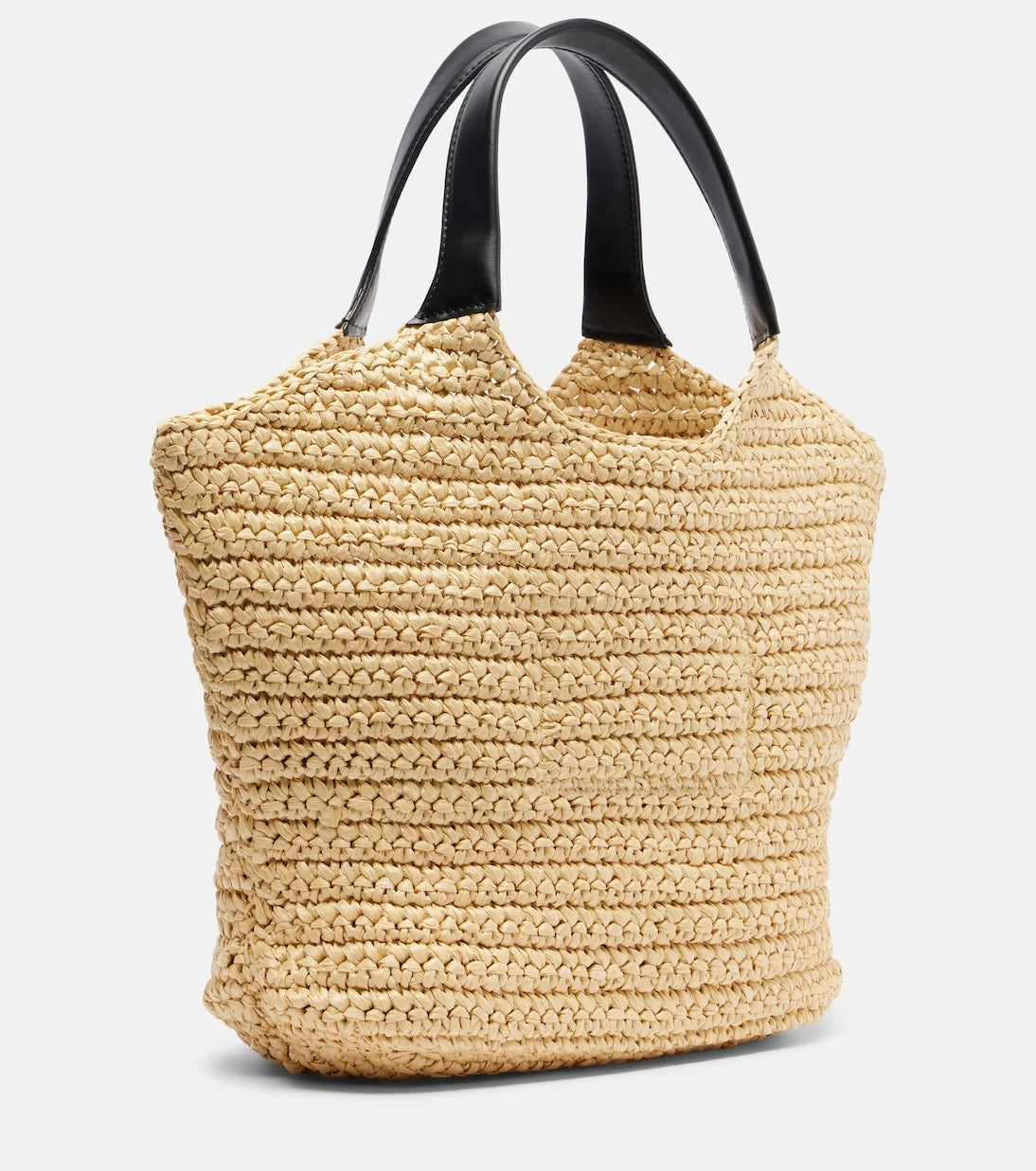 Balmain - Logo raffia-effect top-handle bag