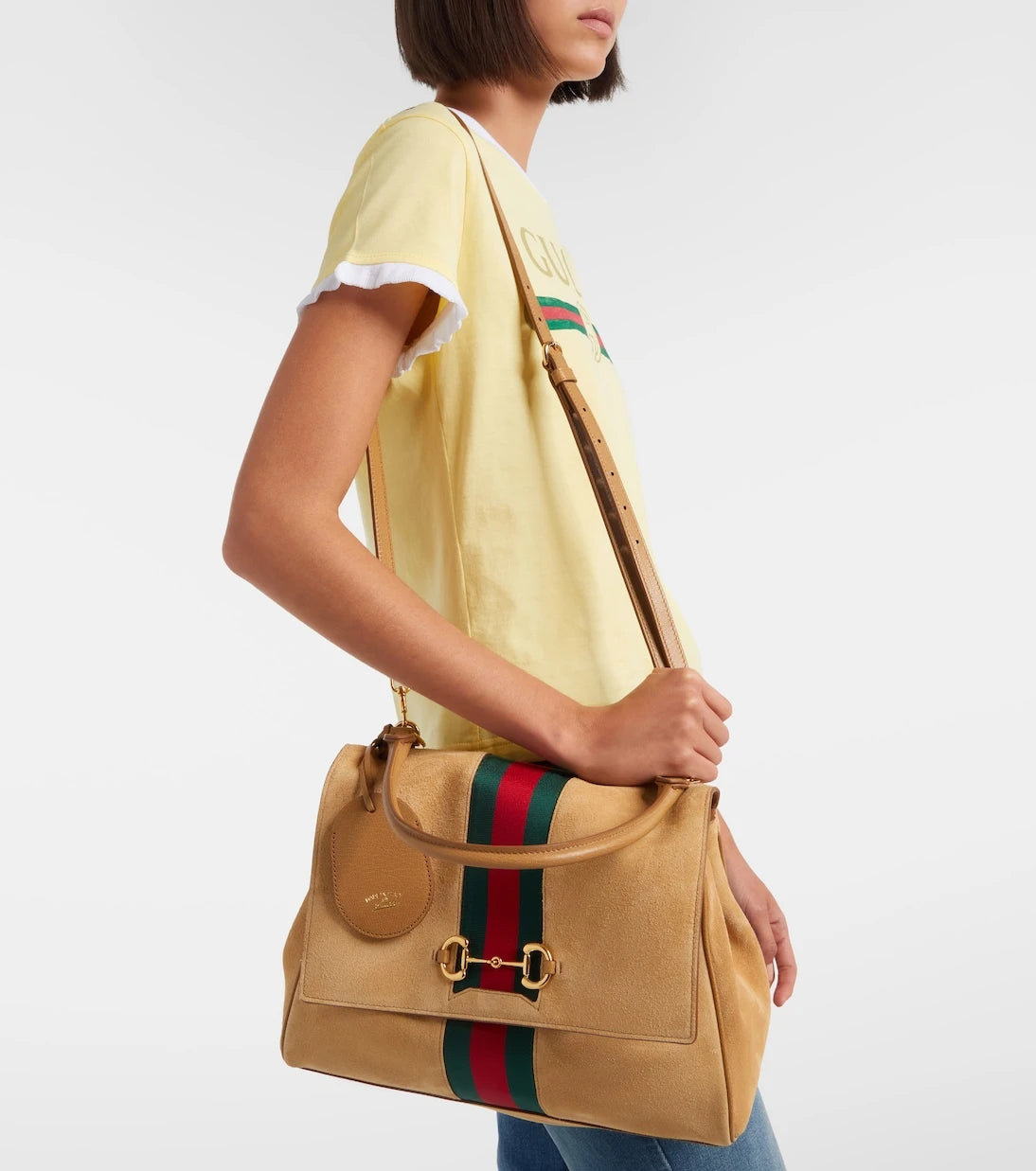 Gucci - Paparazzo Medium suede top-handle bag