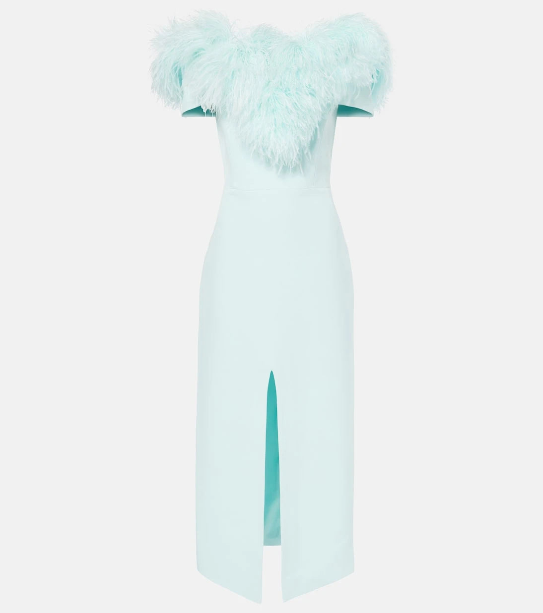 David Koma - Off-shoulder feather-trimmed midi dress