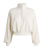 Ivory Cropped Cotton-Blend Half-Zip Sweatshirt