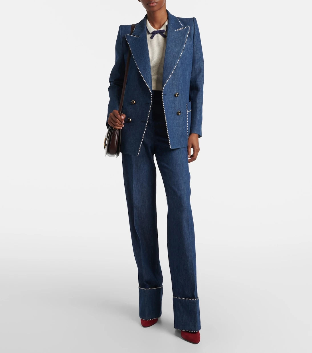 Valentino - Double-breasted chambray blazer
