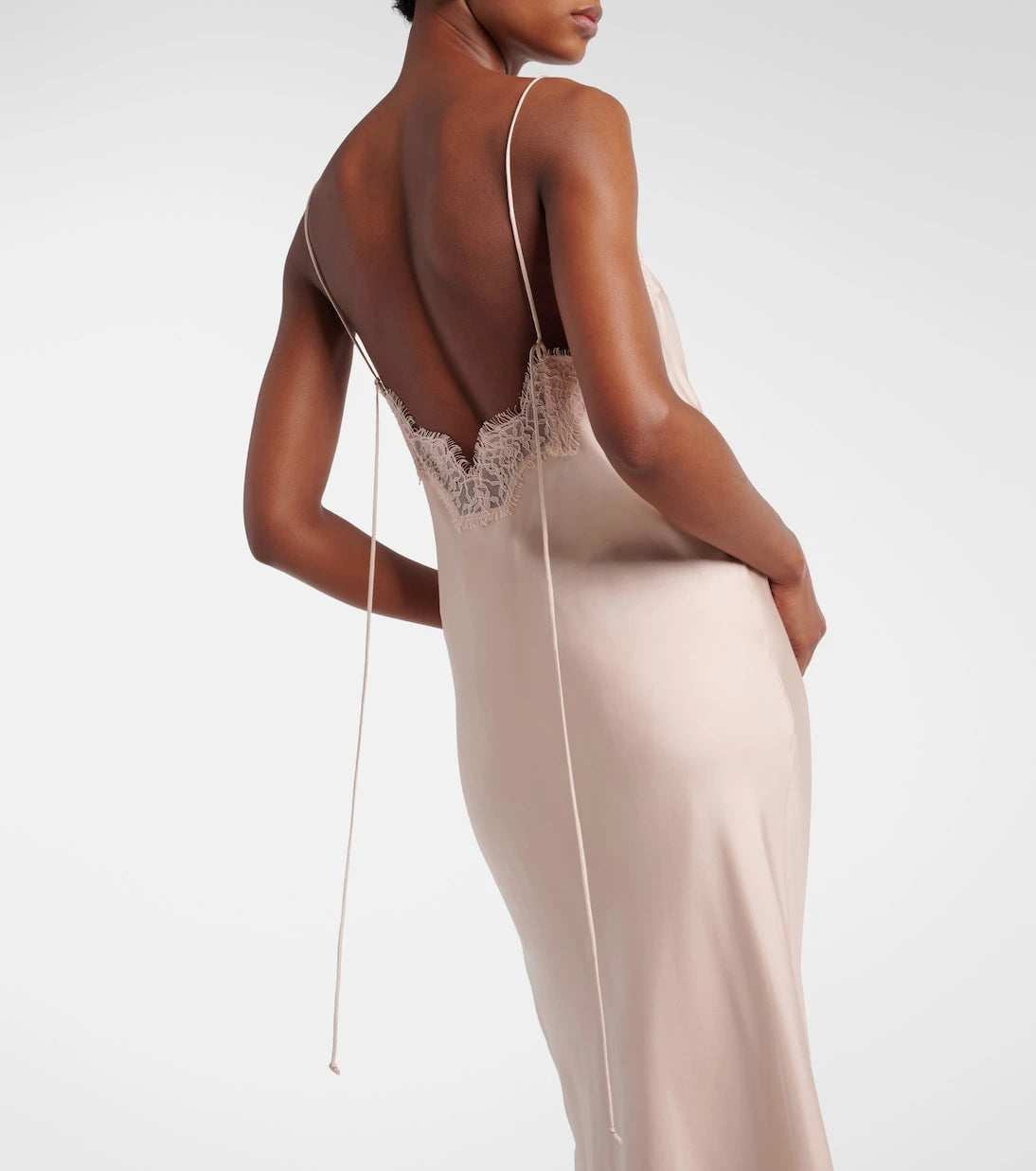 Róhe - Lace-trimmed silk satin slip dress