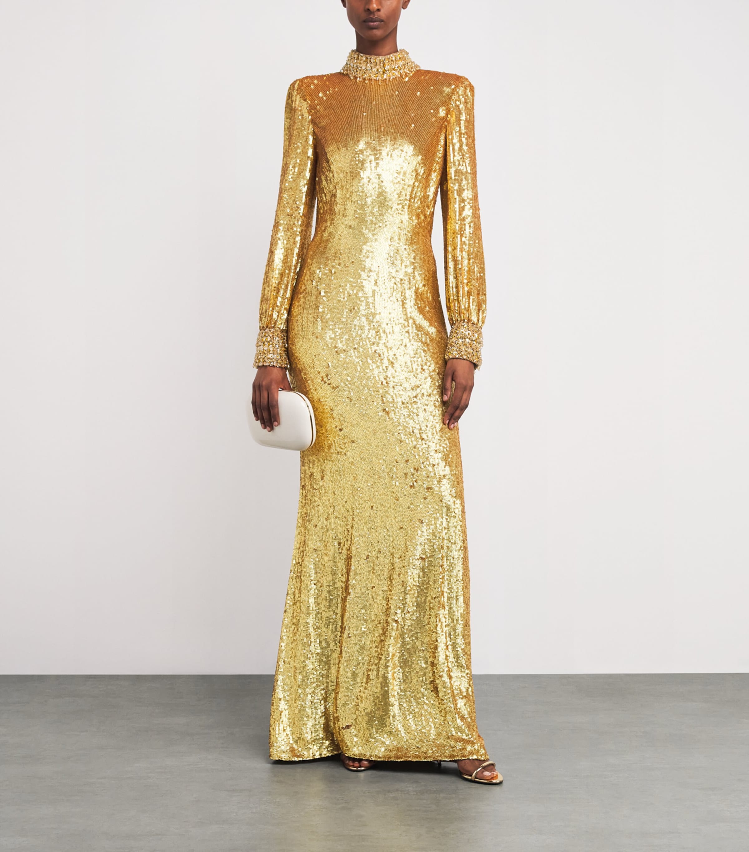 Jenny Packham Gold Sequin Embellished Opium Gown