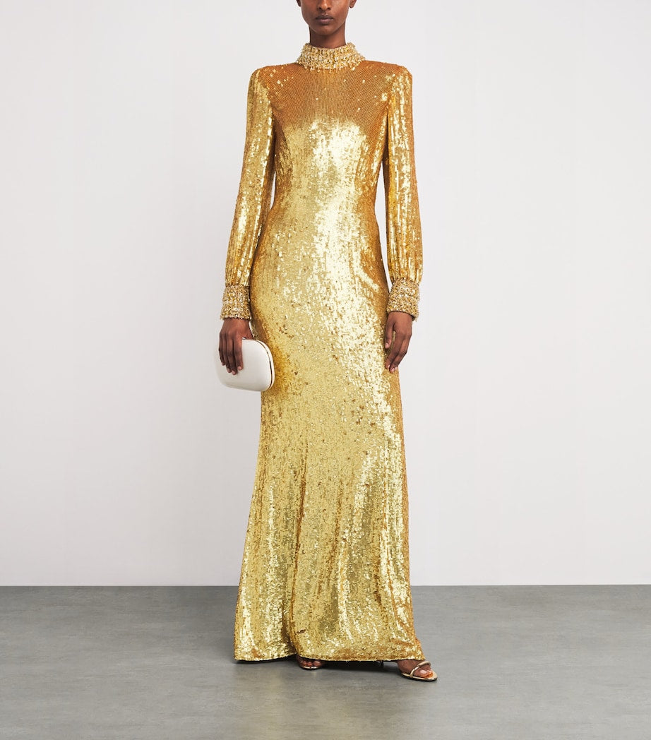 Gold Sequin Embellished Opium Gown