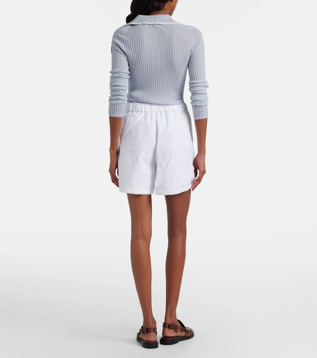 Moncler - Broderie anglaise cotton shorts