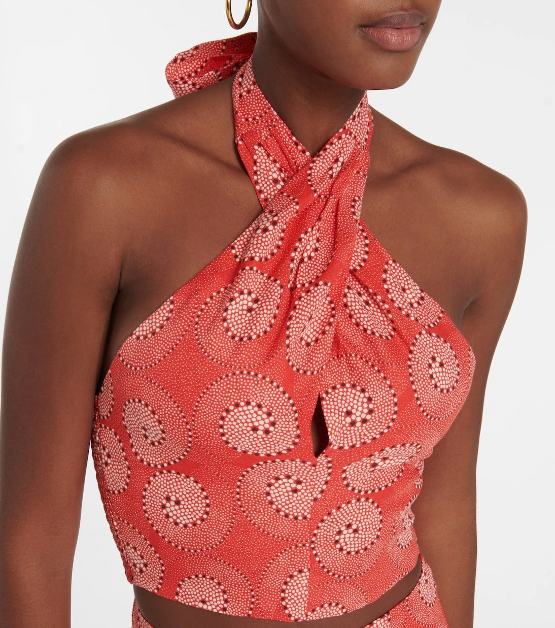 Staud - Kai printed halterneck crop top