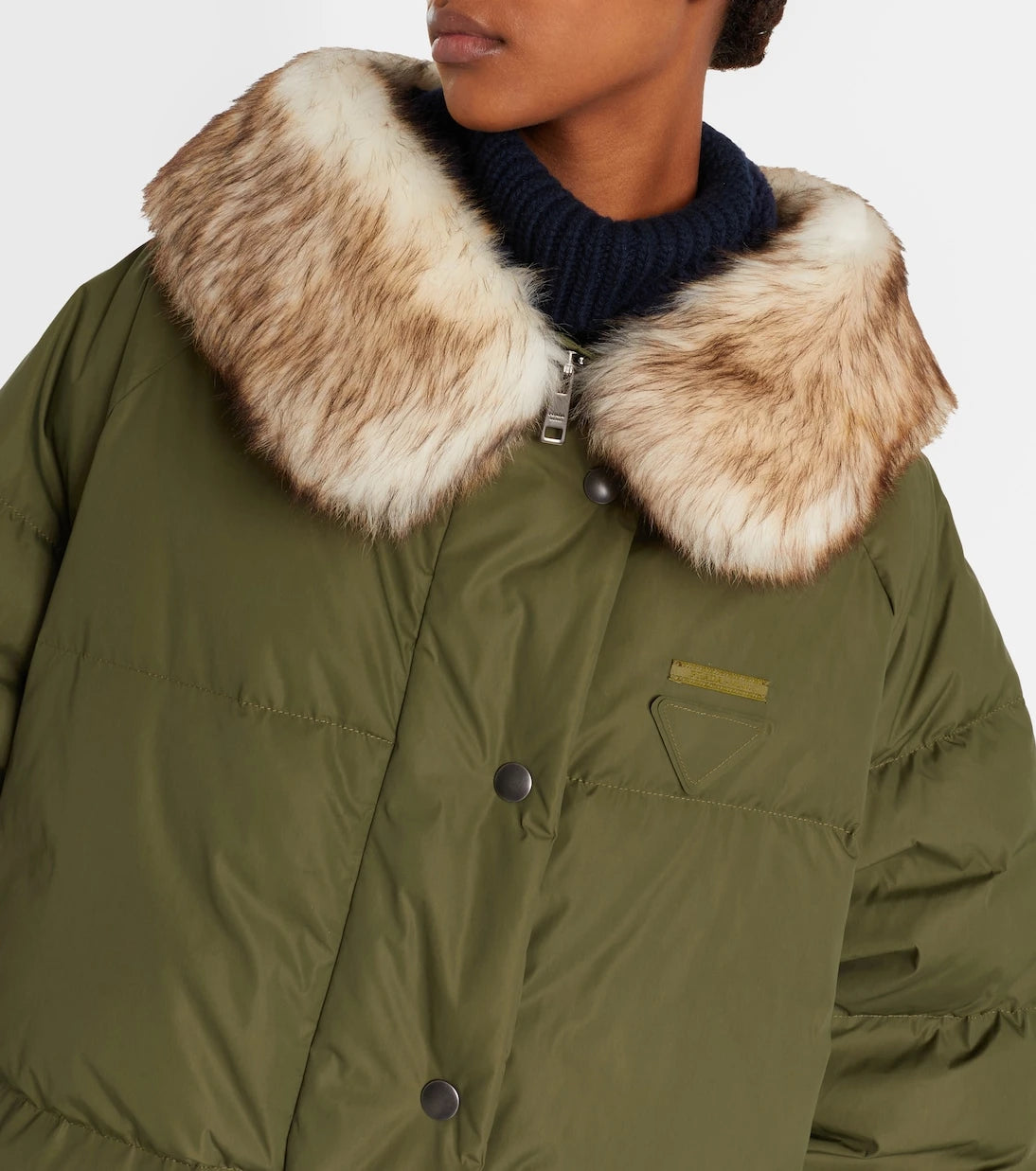 Prada - Re-Nylon shearling-trimmed down coat