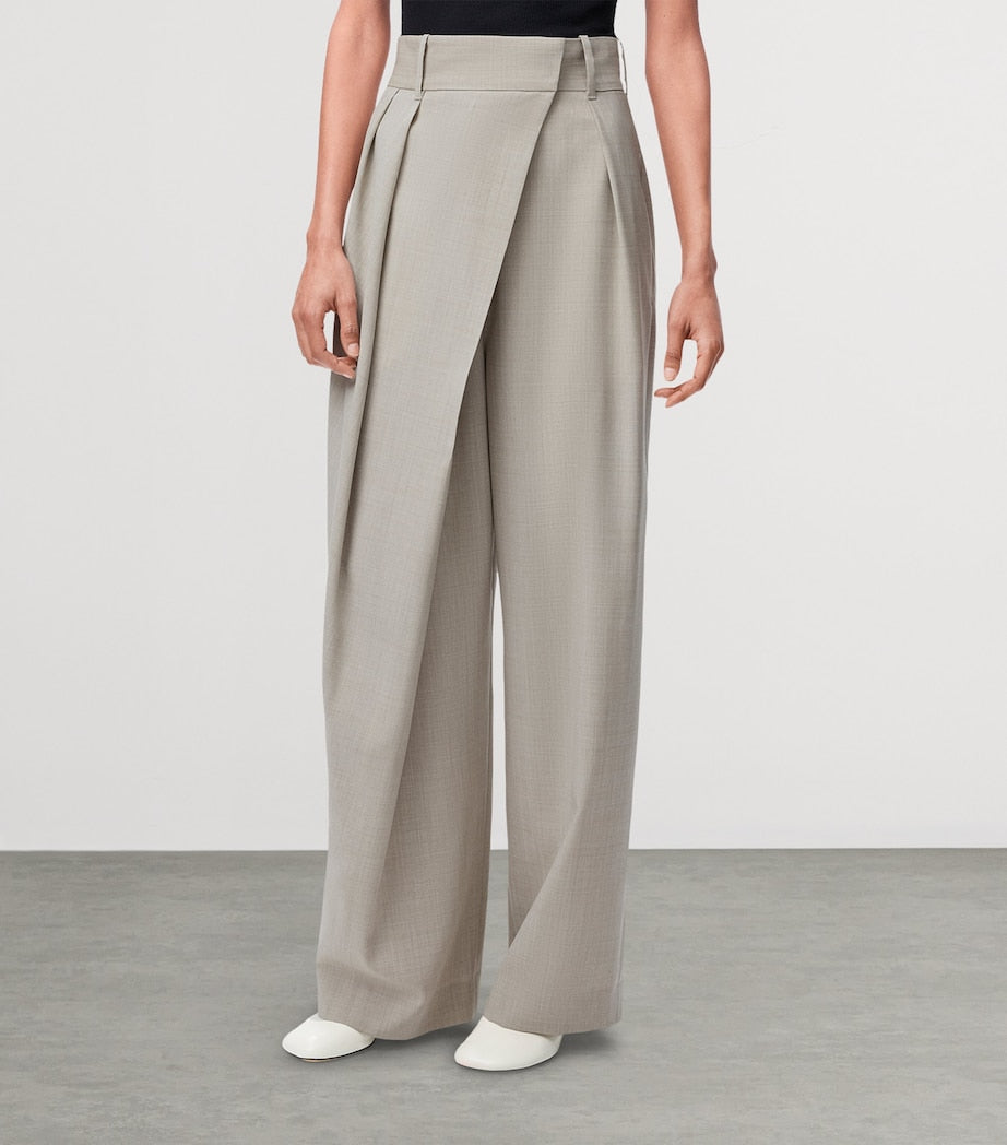 LOEWE Beige Wool Wrap Wide-Leg Trousers