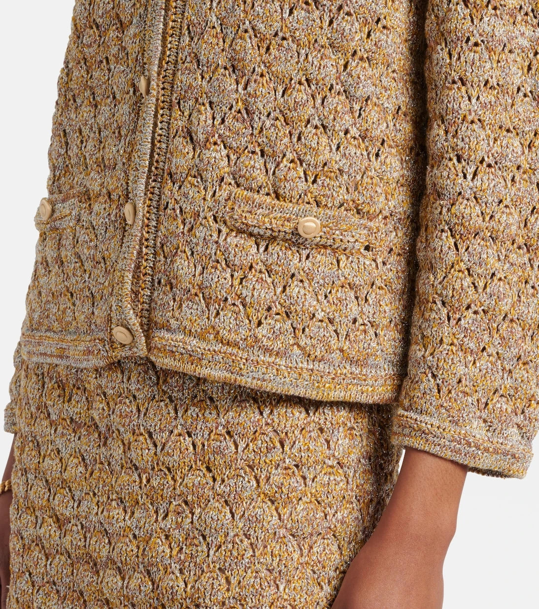 Valentino - Open-knit linen-blend lamé cardigan