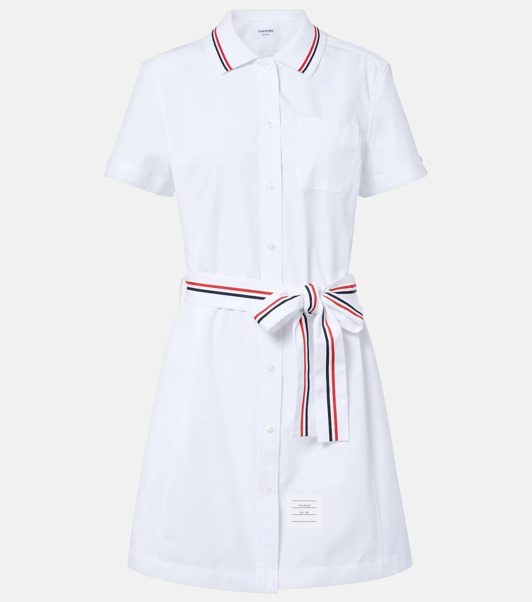 Thom Browne - Belted cotton poplin shirt dress