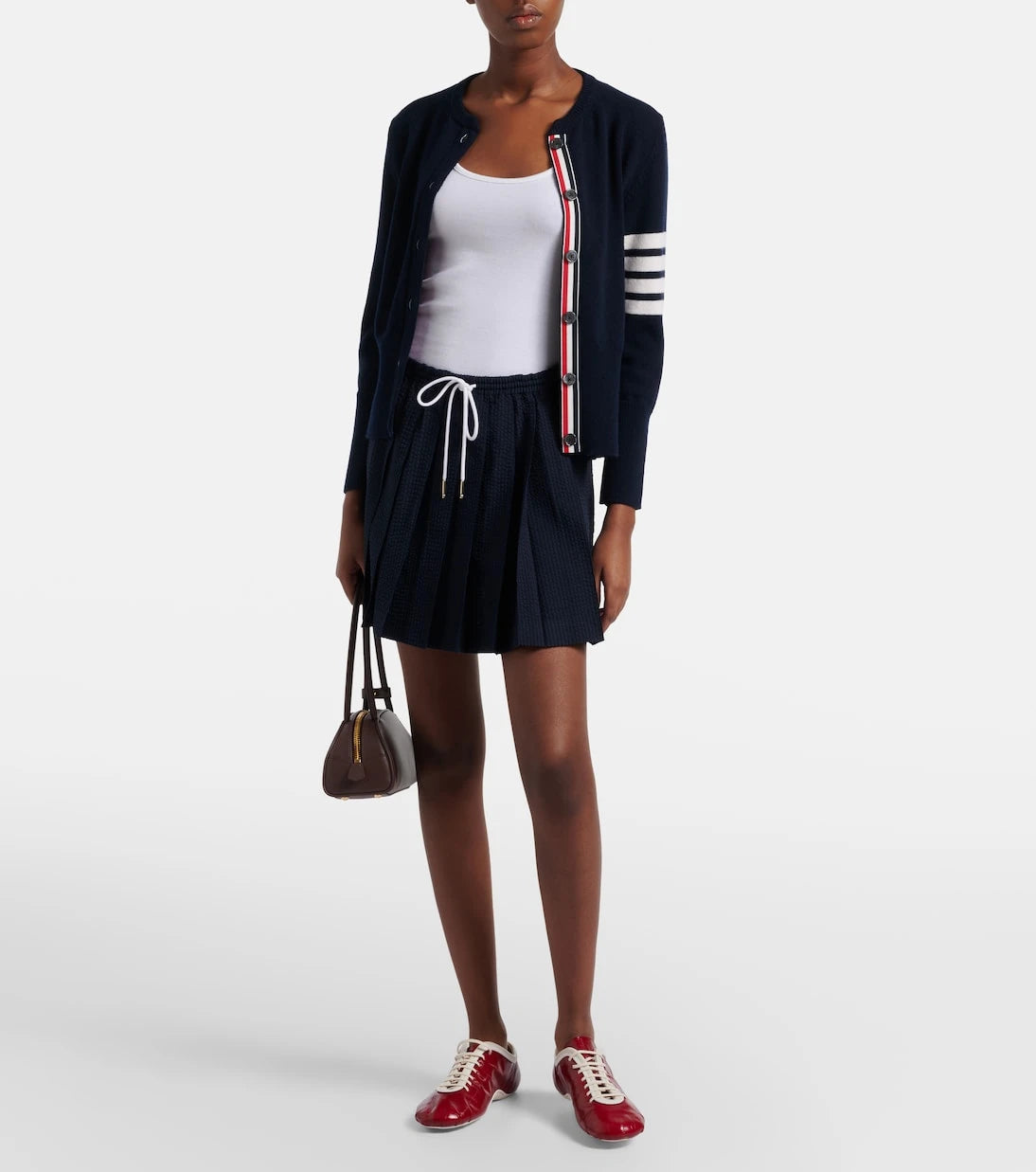 Thom Browne - Pleated striped wool miniskirt
