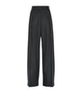 Black Virgin Wool Pleated Wide-Leg Trousers